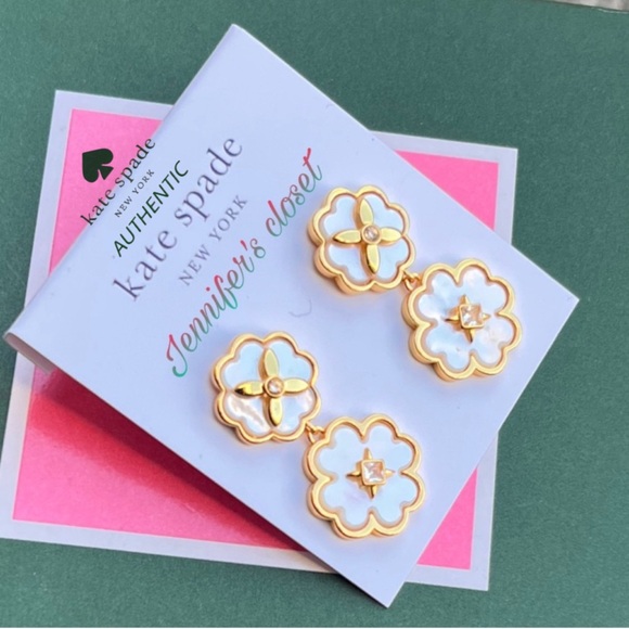 Kate Spade New York Mother-of-Pearl Flower Double Drop Earrings NWT - Picture 7 of 7